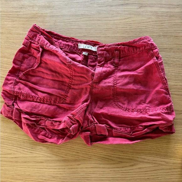 LOFT linen blend red shorts - Picture 3 of 8